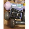 Image 3 : Box of dumbbells and stress relief ball with stepper exerciser