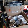 Image 2 : Three boxes of cookware mugs and serving plates