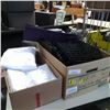Image 1 : Box of mattress protectors and box of Ikea's shelves