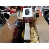 Image 3 : BOX OF LINENS, TWIN SHEETS, LACE, BRASS TEAPOT, LACE TABLECLOTH, BLACK PLACEMATS
