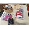 Image 1 : Basket of Kentucky Derby glasses lot of gel hand warmers and face mask