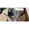 Image 4 : BOX OF VARIOUS ITEMS - MOOD LIGHT, BASKETS, PUZZLES, ETC