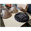 Image 1 : JACK DANIELS METAL BOTTLECAP SIGN AND MOTORCYCLE LAMP SHADE