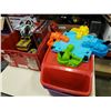 Image 6 : Tote of star wars toys may be missing parts with hungry hungry hippos game and eating trays
