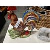 Image 2 : BASKET WITH LARGE ROOSTER FIGURE, HORSE FIGURE, BOWL