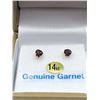 Image 1 : 14KT YELLOW GOLD 4mm GENUINE GARNET HEART EARRINGS W/ APPRAISAL $600 - 0.66CTS GARNET