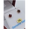 Image 2 : 14KT WHITE GOLD 3.8x3.8mm GENUINE GARNET STUD EARRINGS W/ APPRAISAL $630, 0.75CTS GARNET