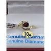 Image 1 : 10KT YELLOW GOLD 5.65x4mm GENUINE GARNET AND DIAMOND RING W/ APPRIASAL $1865 - SIZE 7, 0.5CTS GARNET