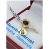 Image 2 : 10KT YELLOW GOLD 5.65x4mm GENUINE GARNET AND DIAMOND RING W/ APPRIASAL $1865 - SIZE 7, 0.5CTS GARNET