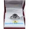 Image 1 : 14KT WHITE GOLD GENUINE BLACK AND WHITE DIAMOND RING W/ APPRAISAL $4185 - SIZE 7, 105 DIAMOND 0.88CT