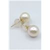 Image 3 : 14KT YELLOW GOLD 7mm GENUINE AKOYA CULTRUED PEARL EARRINGS W/ APPRAISAL $2590