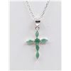 Image 1 : STERLING SILVER GENUINE EMERALD PENDANT W/ APPRAISAL $635, 6 EMERALD 0.35CTS