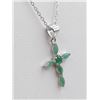 Image 2 : STERLING SILVER GENUINE EMERALD PENDANT W/ APPRAISAL $635, 6 EMERALD 0.35CTS