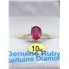 Image 1 : 10KT YELLOW GOLD 8x6mm GENUINE RUBY AND DIAMOND RING W/ APPRAISAL $2380 - SIZE 6.25, 1.3CTS RUBY, 0.