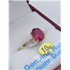 Image 2 : 10KT YELLOW GOLD 8x6mm GENUINE RUBY AND DIAMOND RING W/ APPRAISAL $2380 - SIZE 6.25, 1.3CTS RUBY, 0.