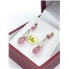 Image 2 : 14KT YELLOW GOLD GENUINE RUBELLITE BRIOLETTE EARRINGS W/ APPRAISAL $1215, 2.42CTS RUBELLITE