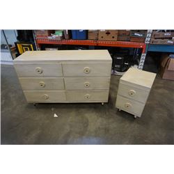 WHITE 6 DRAWER DRESSER AND 2 DRAWER NIGHTSTAND