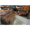 Image 1 : BROWN RECLINING SOFA AND LOVESEAT