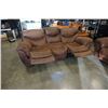 Image 2 : BROWN RECLINING SOFA AND LOVESEAT