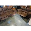 Image 3 : BROWN RECLINING SOFA AND LOVESEAT