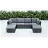 Image 1 : BRAND NEW RATTAN OUTDOOR 6 PIECE MODULAR SECTIONAL SOFA W/ DARK GREY CUSHIONS - RETAIL $1499 POWDER 