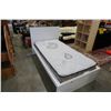 Image 1 : WHITE SINGLE SIZE BEDFRAME WITH MATTRESS