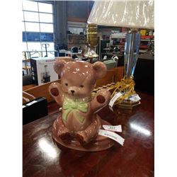 MID CENTURY WIND UP MUSICAL  BEAR LAMP