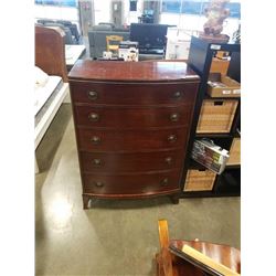 5 DRAWER BOWED FRONT CHEST OF DRAWERS