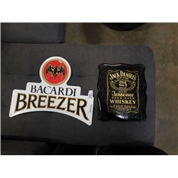 BACARDI METAL SIGN AND JACK DANIELS WOOD SIGN