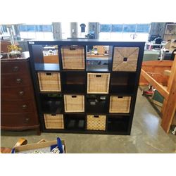 BLACK CUBICAL SHELF WITH STORAGE BASKETS