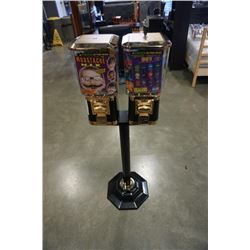 4ft tall Vendit international double head loonie toy despensing machines with key approx 500 toys