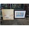 Image 1 : ABSTRACT PAINTING ON CANVAS AND CITY DOCK PRINT