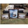 Image 1 : SHIP AND 2 BEACH PAINTINGS ON CANVAS