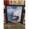 Image 2 : SHIP AND 2 BEACH PAINTINGS ON CANVAS