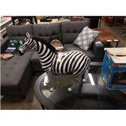 25 INCH LEATHER WRAPPED ZEBRA FIGURE