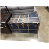 Image 2 : BLUE METAL SHIPPING TRUNK W/CONTENTS