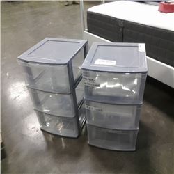 2 plastic 3 drawer organizers