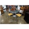 Image 1 : GLASSTOP METAL BISTRO TABLE WITH 2 STOOLS CAFE THEME