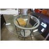 Image 4 : GLASSTOP METAL BISTRO TABLE WITH 2 STOOLS CAFE THEME