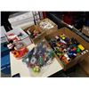 Image 1 : 3 boxes of toy cars and pogs with box of mcdonalds toys
