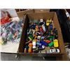 Image 2 : 3 boxes of toy cars and pogs with box of mcdonalds toys
