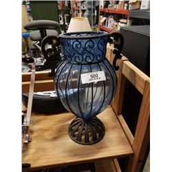 CAST IRON AND GLASS VASE