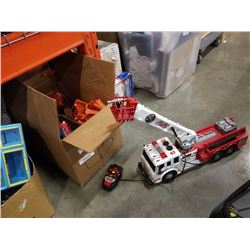 RC tethered fire truck and thomas the train playset