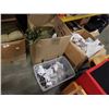 Image 1 : 2 LARGE BOXES AND TOTE OF KITCHEN ITEMS, DECORATIONS, VASE
