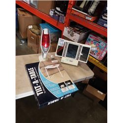 VINTAGE MAKEUP MIRROR WITH LIGHTING OPTIONS, TILT A TABLE AND ELECTROLUX VACUUM