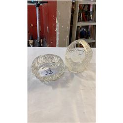 CUT PRESSED CRYSTAL BASKET AND CRYSTAL ASH TRAY