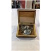 Image 13 : ORIENTAL WOODEN JEWELLERY BOX W/ CONTENTS AND WOODEN JEWELLEY BOX W/ CONTENTS