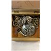 Image 14 : ORIENTAL WOODEN JEWELLERY BOX W/ CONTENTS AND WOODEN JEWELLEY BOX W/ CONTENTS