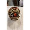 Image 1 : 2 Basket of vintage scale, spice shakers and more