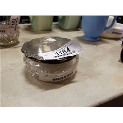 BIRKS CRYSTAL AND STERLING DRESSER JAR W/ POUF